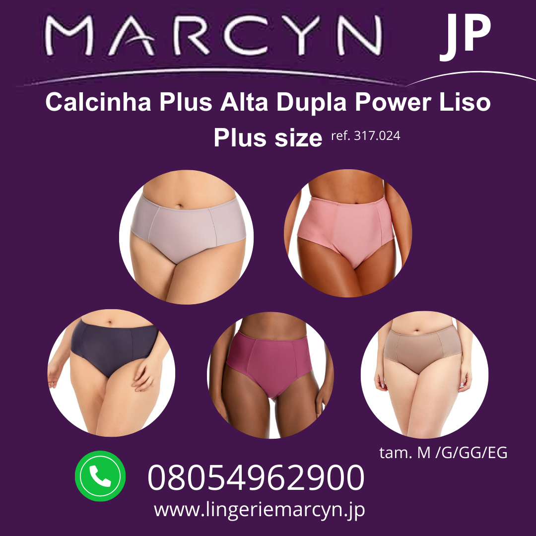 Kit com 5 Calcinha Plus Alta Dupla Power Liso ref.317.024
