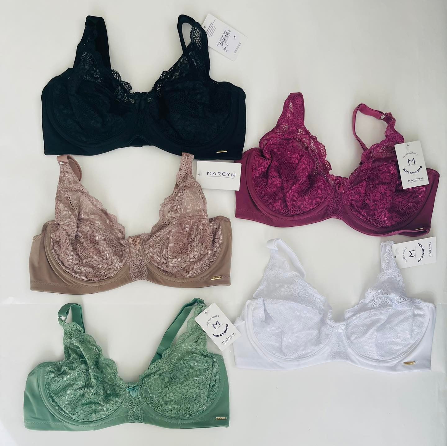 KIT COM 3 SUTIÃS PLUS COM ARO SEM BOJO RENDA cód.534.181
